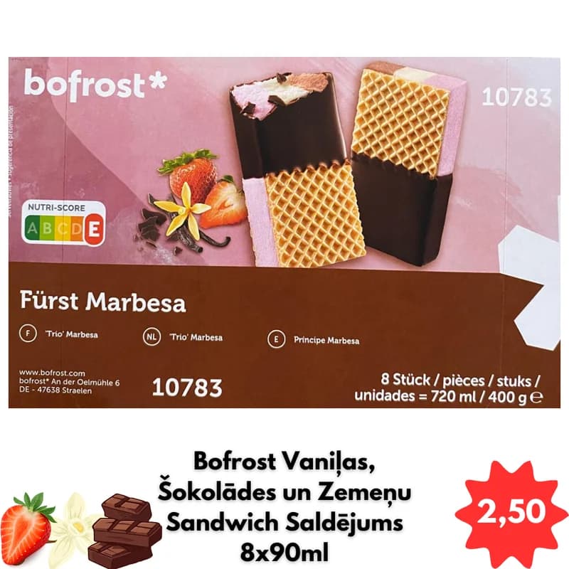 Bofrost Fürst Marbesa Vaniļa-Šokolāde-Zemeņu Sandwich