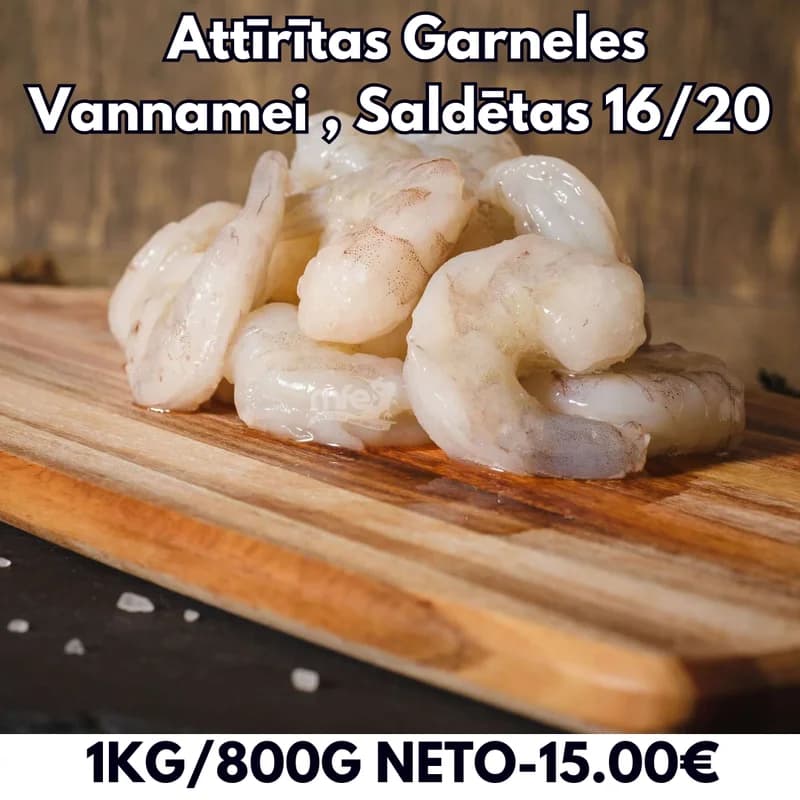 Attīrītas Garneles Vannamei Saldētas 16/20