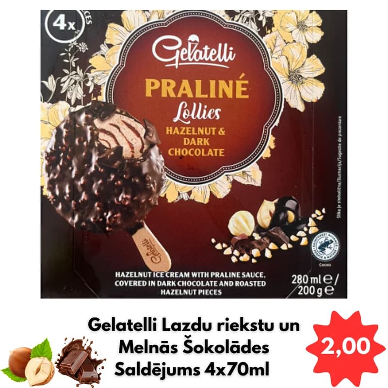Gelatelli Praliné Lollies Lazda-Melnā šokolāde