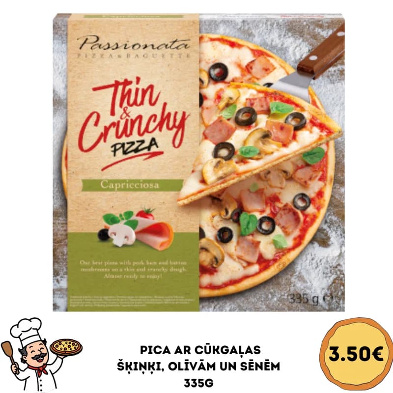 Passionata Thin Crunchy Capricciosa (cūkgaļa-olīvas-sēnes)