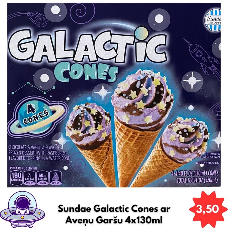 Sundae Galactic Cones ar Aveņu Garšu