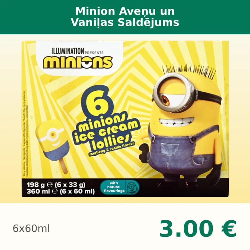 Minion Aveņu un Vaniļas Saldējums