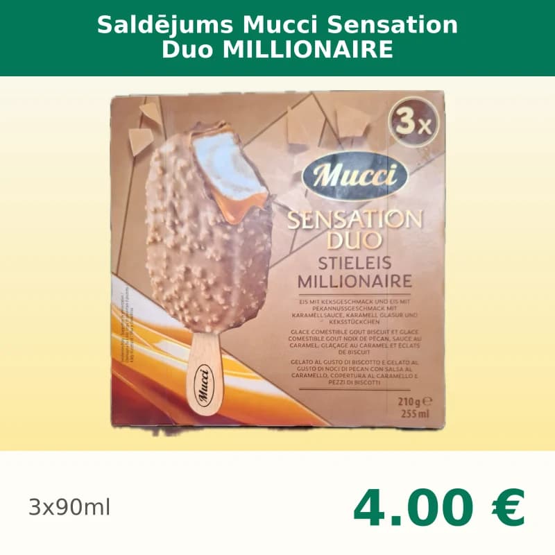 Saldējums Mucci Sensation Duo MILLIONAIRE