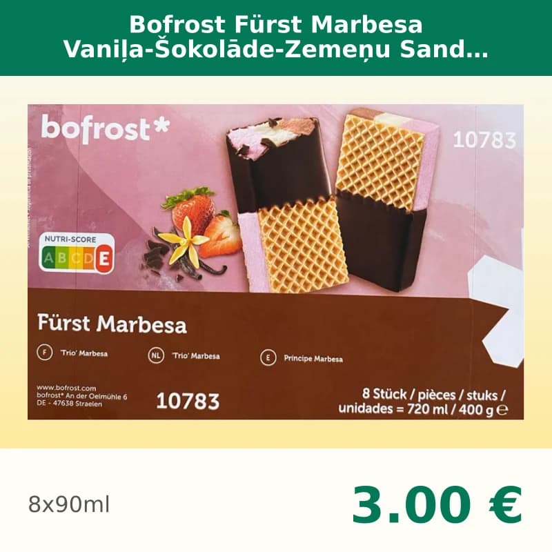 Bofrost Fürst Marbesa Vaniļa-Šokolāde-Zemeņu Sandwich