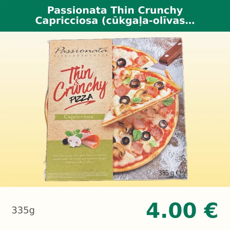 Passionata Thin Crunchy Capricciosa (cūkgaļa-olīvas-sēnes)
