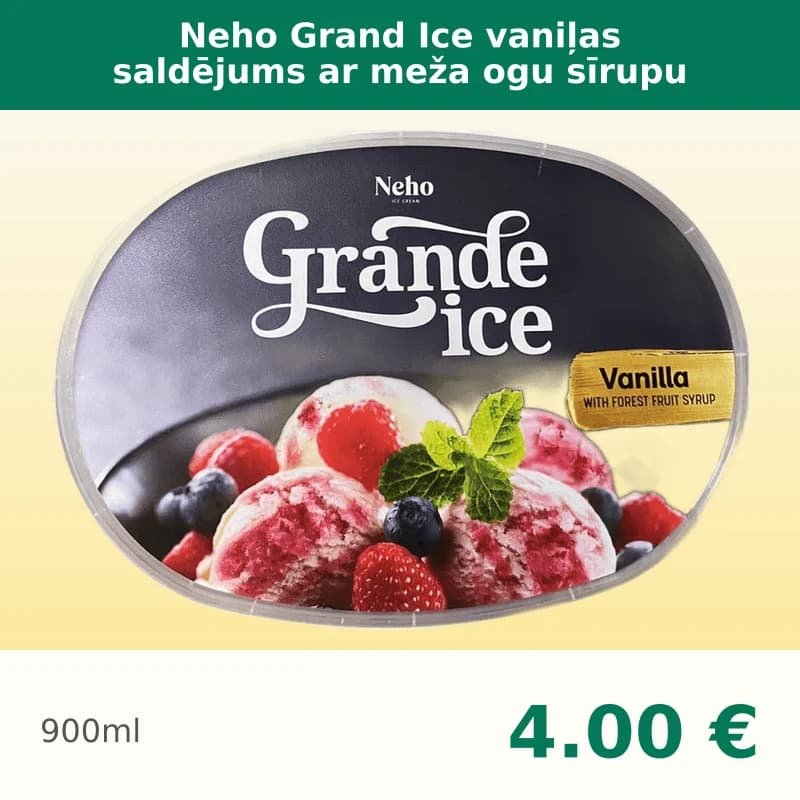Neho Grand Ice vaniļas saldējums ar meža ogu sīrupu