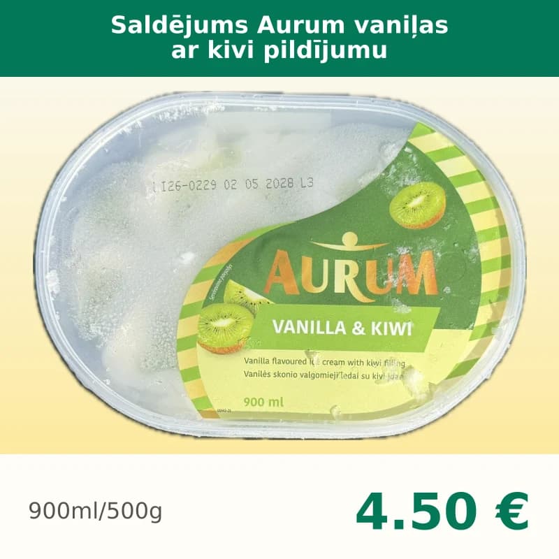 Saldējums Aurum vaniļas ar kivi pildījumu